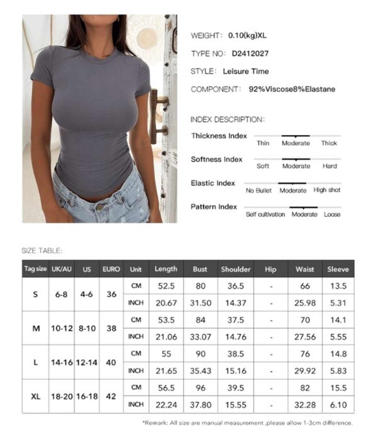 Charcoal Fitted Crewneck Tee