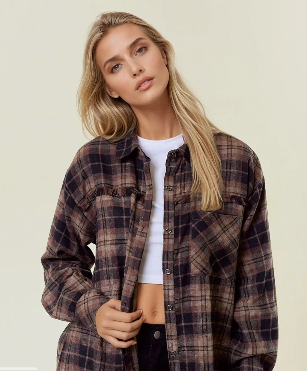 Distressed Black/Brown Flannel
