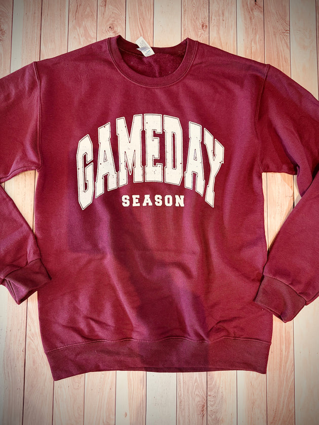 Burgundy "Gameday Season" Graphic Sweatshirt