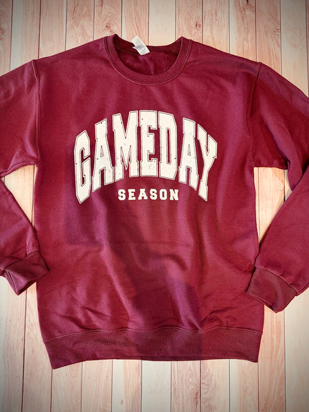 Burgundy "Gameday Season" Graphic Sweatshirt