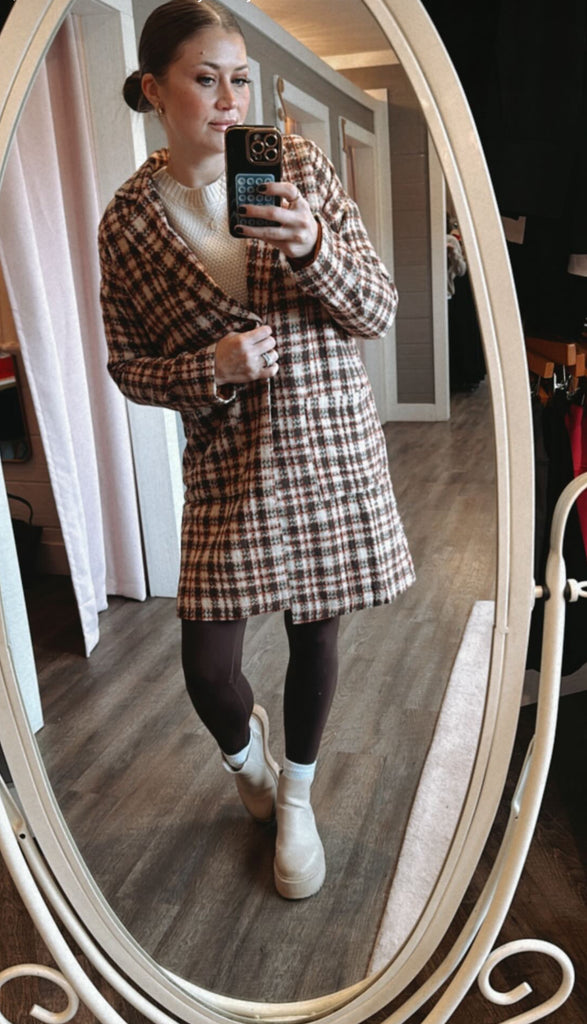 LONGLINE PLAID COAT