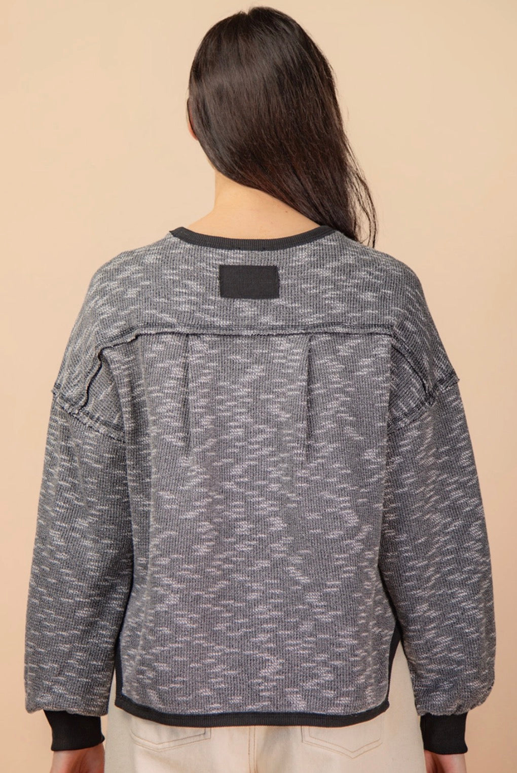 Heathered Black Oversized Knit Top