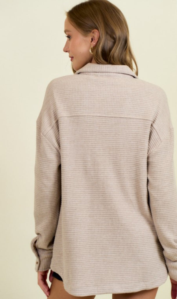 Waffle Knit Button Down Shacket