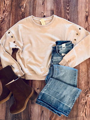 Grommet Detail Crewneck