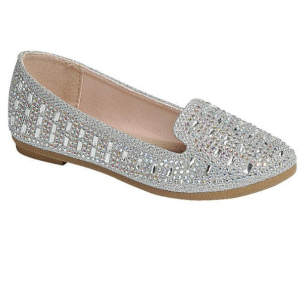 Girls Silver Slip-On Dress Shoe