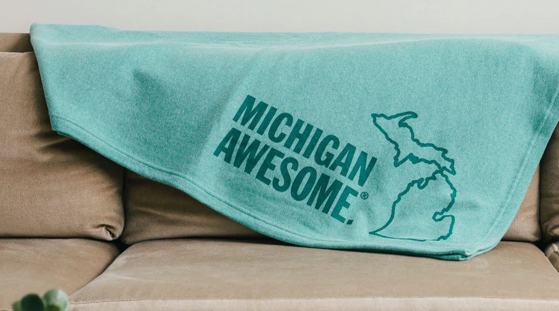 Michigan Awesome Sweatshirt Blanket-Market Grey Boutique