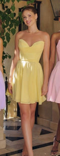 Strapless Yellow Mini Dress with Scarf