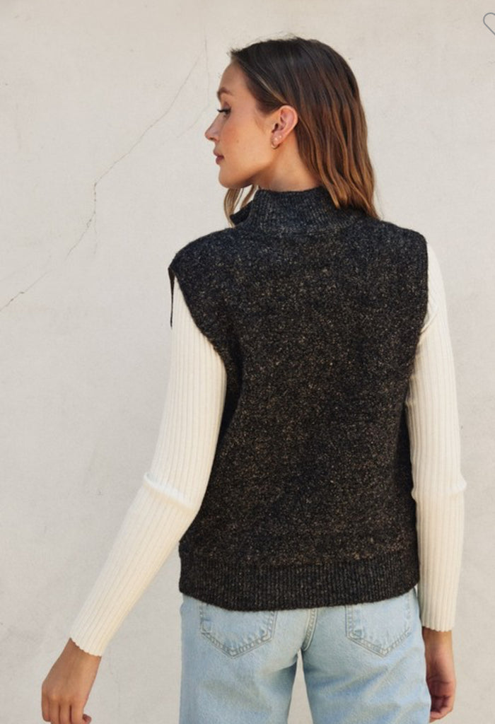 Olive/Brown Sherpa Puff Vest