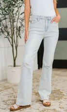 JB Mid Rise Destroyed Rebel Bootcut Jeans-Market Grey Boutique
