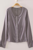 Grey Lace Sleeved Ribbed Top-Market Grey Boutique