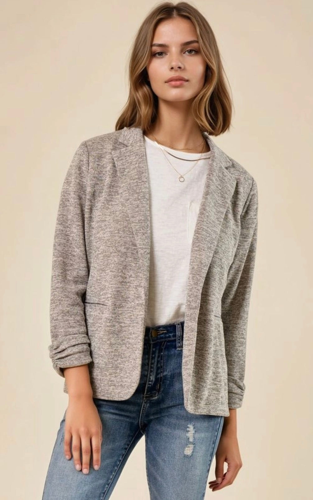 Heathered Toffee Knit Blazer