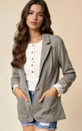 Olive Shirred Textured Blazer