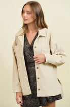 Cream Corduroy Button Down Oversized Jacket-Market Grey Boutique