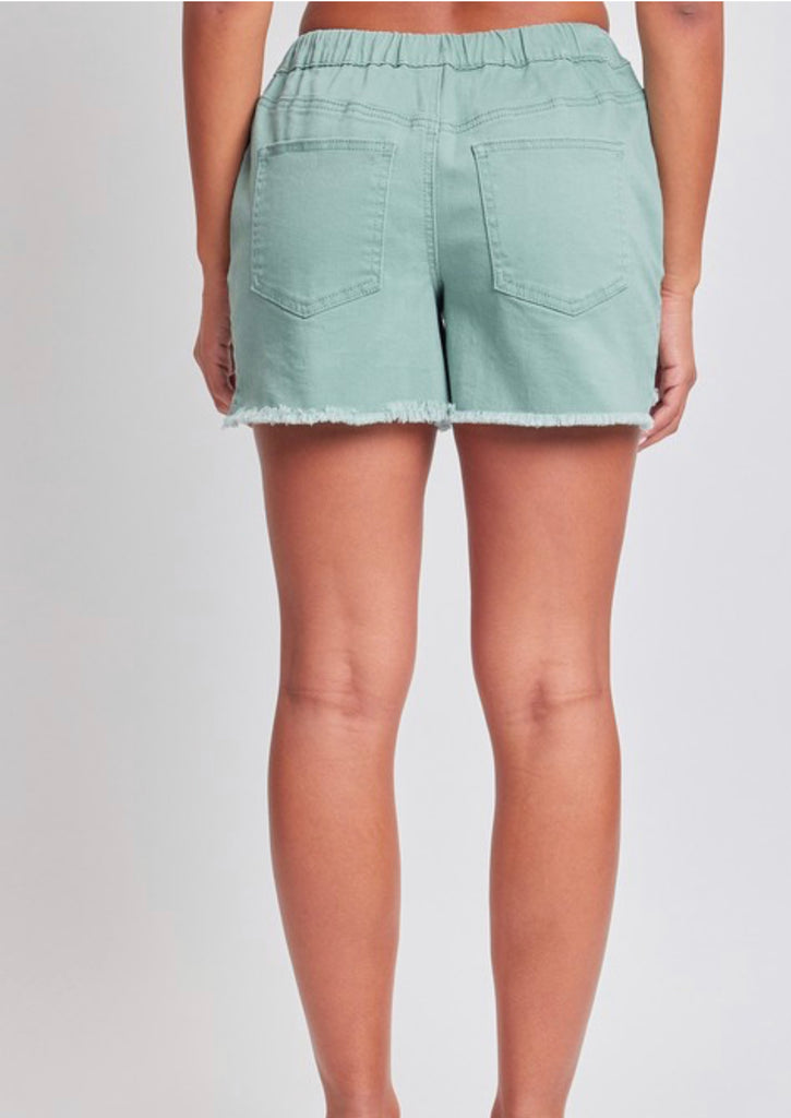 Evergreen Frayed Hem Pull On Shorts