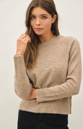 Mushroom Wool Blend Basic Crew Sweater