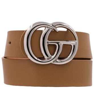 Small Double Metal Buckle Faux Leather Belt