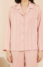Pink Striped Silky Pajama Set-Market Grey Boutique