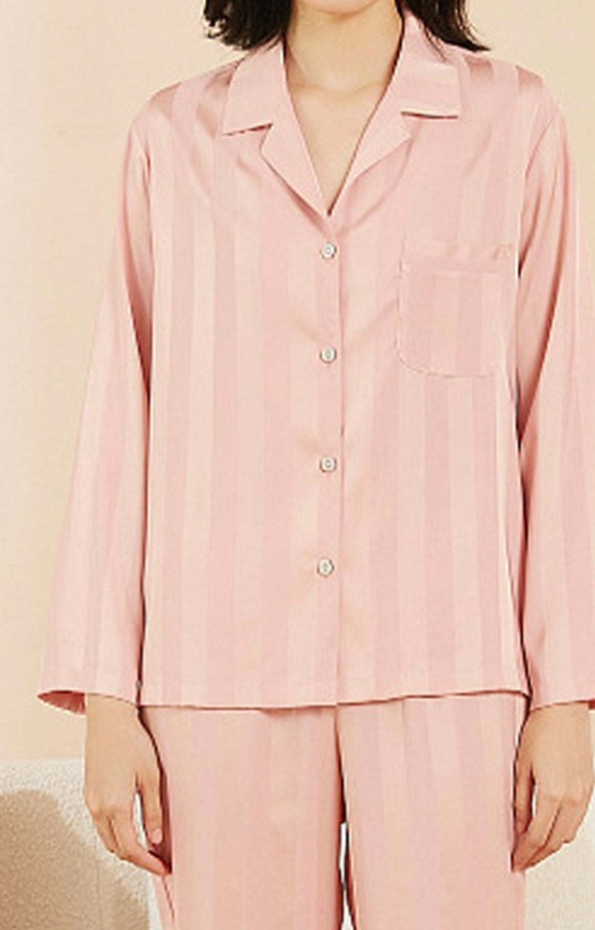 Pink Striped Silky Pajama Set