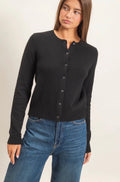 Black Classic Crew Fitted Cardigan