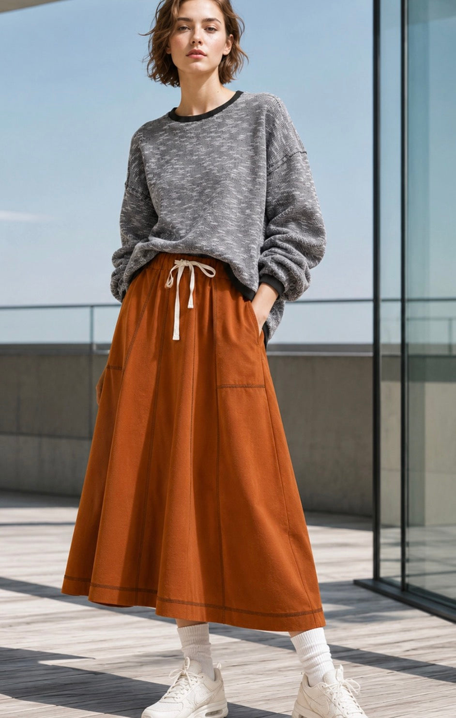 Heathered Black Oversized Knit Top