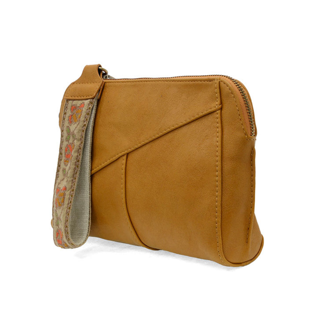 Mustard Gigi Crossbody with Woven Wristlet Strap