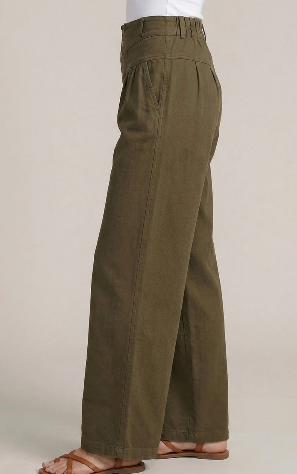 Army Twill Wideleg Twill Crop Pants