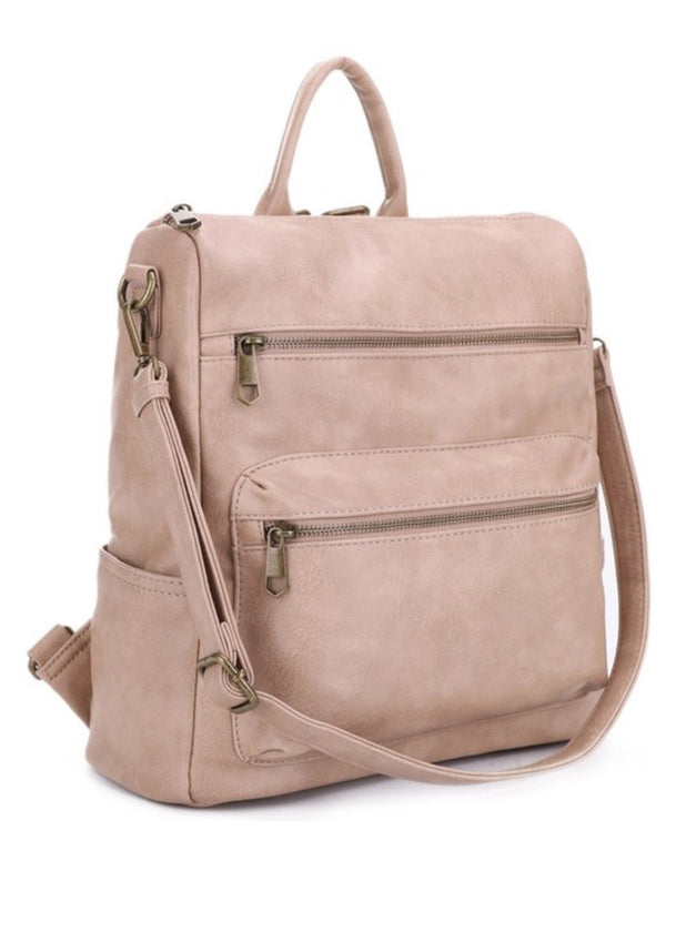 Taupe Convertible Backpack