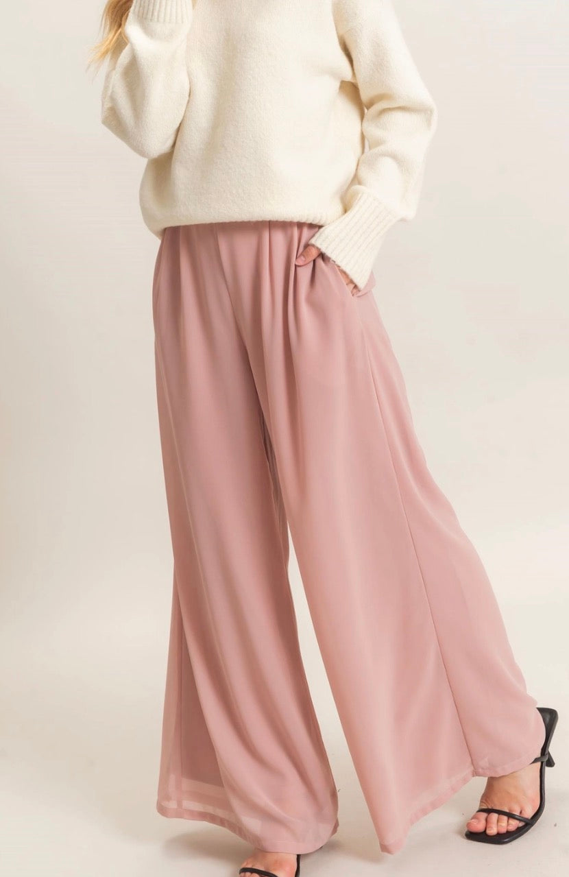 Blush Wide Leg Elegant Pant