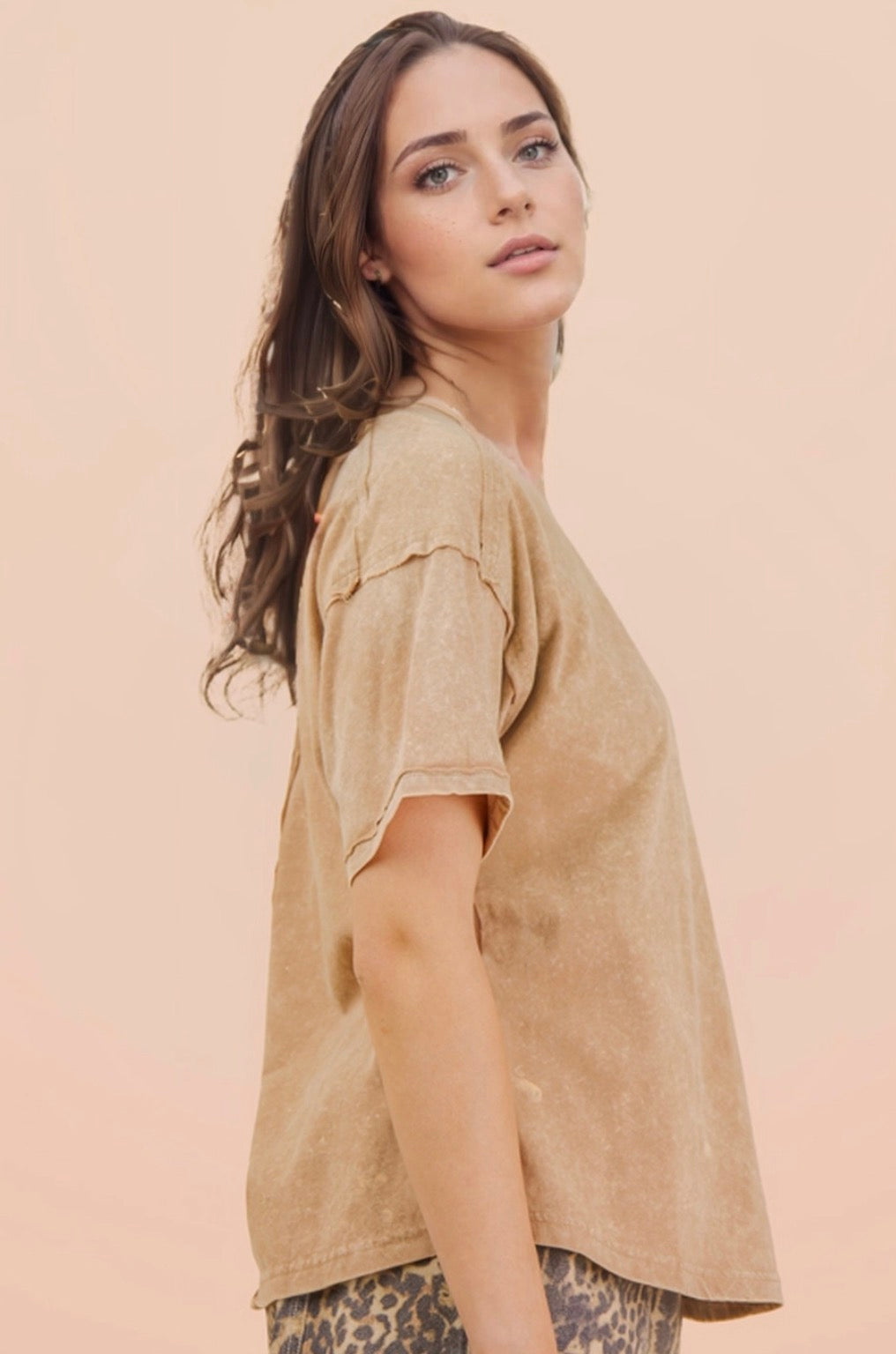 Taupe SS Mineral Washed Top-Market Grey Boutique