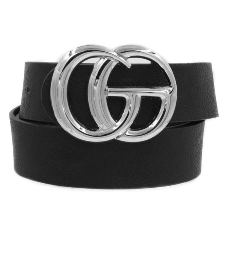 Small Double Metal Buckle Faux Leather Belt