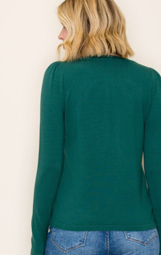 Forest Holiday Jewel Bow Sweater