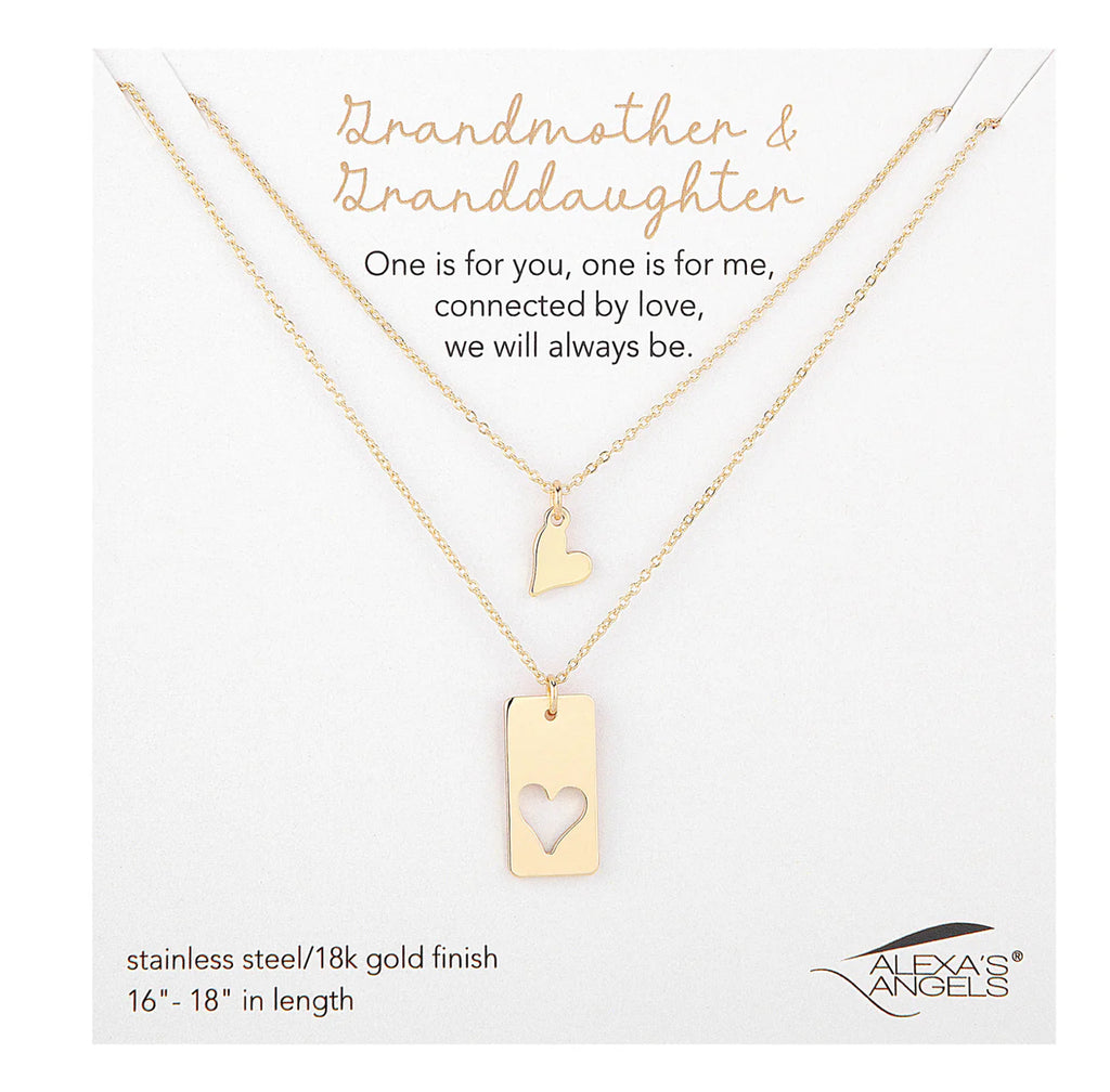 Grandmother/Granddaughter Connected Heart Necklace Set