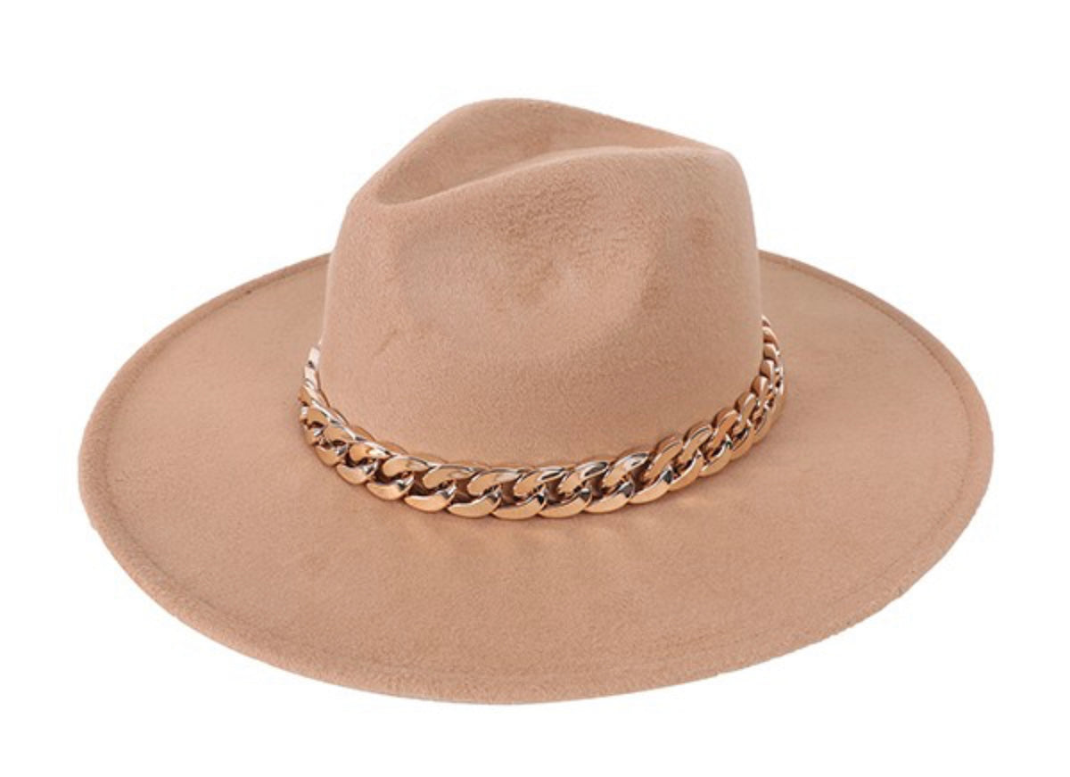 Beige Chunky Chain Fedora-Market Grey Boutique