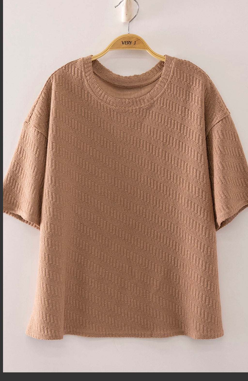 Plus Brick Textured Short Sleeve Top-Market Grey Boutique