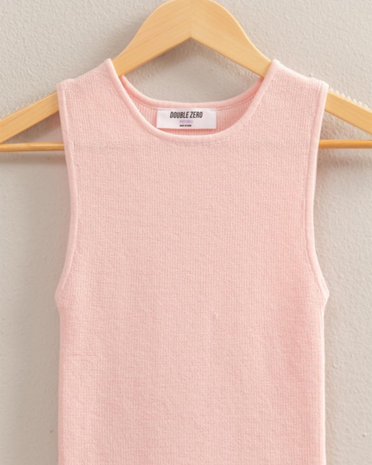 Soft Pink Ribbed Knit Fit Tank Top