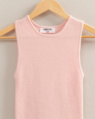 Soft Pink Ribbed Knit Fit Tank Top