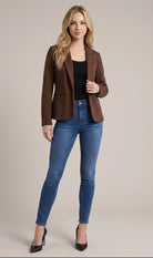 Classic Single-Button Tailored Blazer-Market Grey Boutique