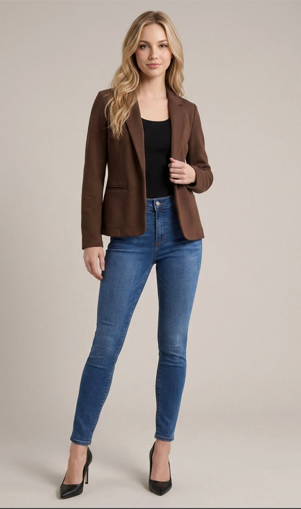 Classic Single-Button Tailored Blazer-Market Grey Boutique