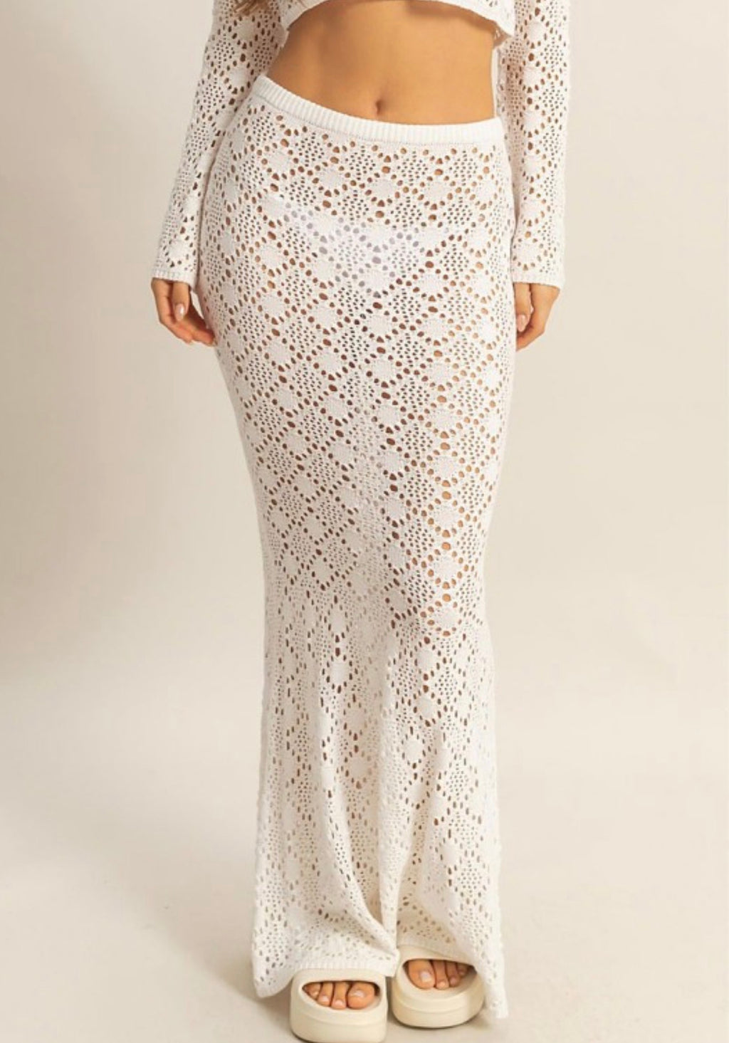 White Crochet Maxi Skirt/Swim Cover up