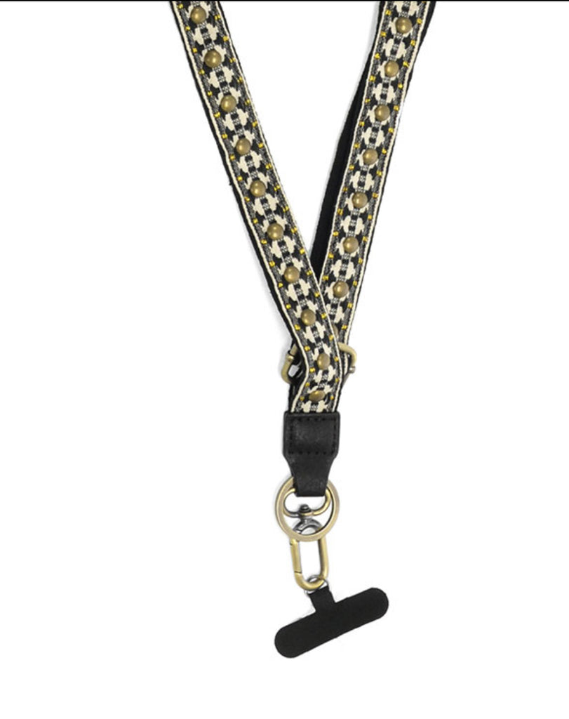 Black Studded Adjustable Lanyard