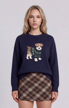 Puppy Jacquard Long Sleeve Knit Pullover Sweater-Market Grey Boutique