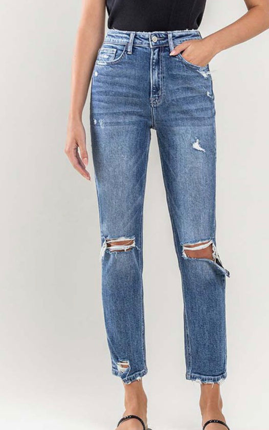 FLYING MONKEY DISTRESSED MOM JEANS