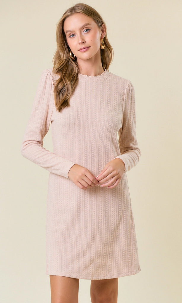 Falling Wheat Knit Mini Dress