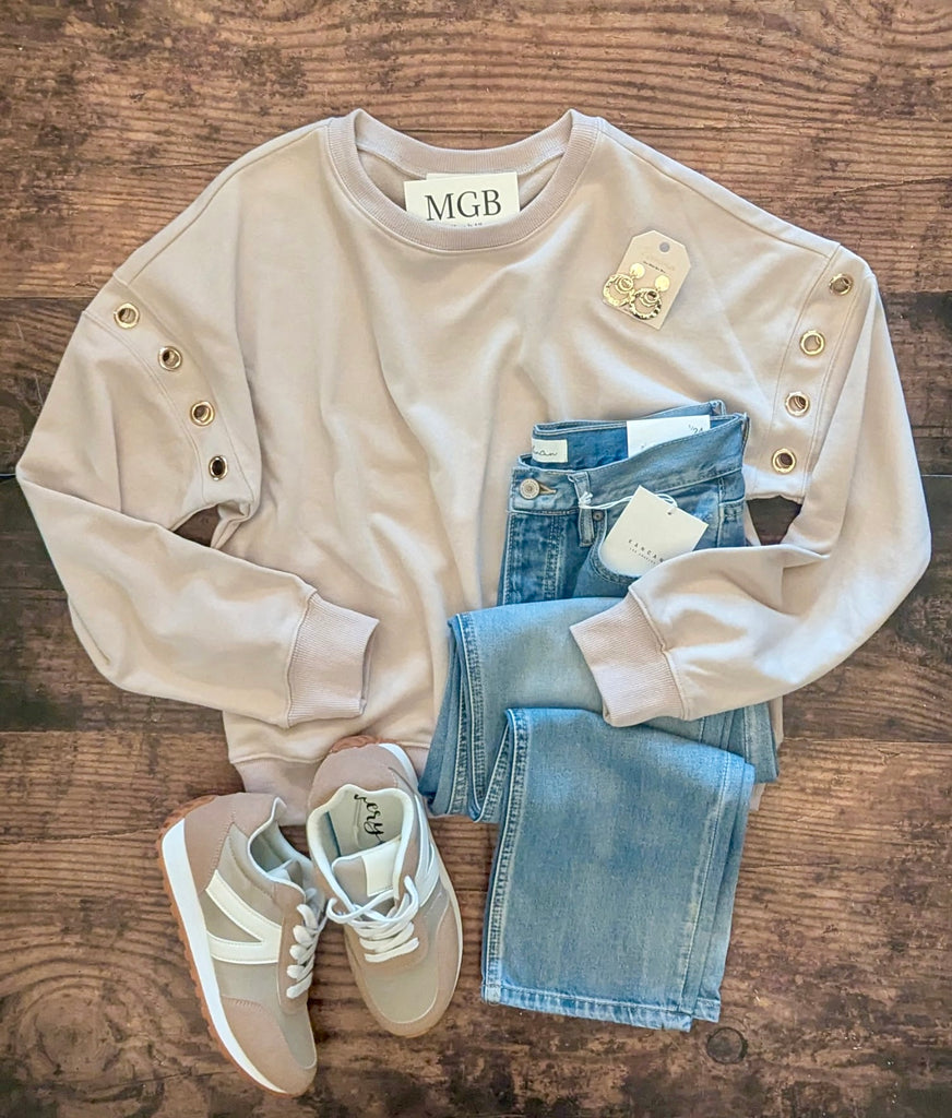 Grommet Detail Crewneck