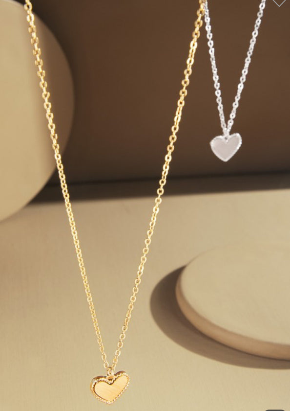 Matte Heart Pendant Necklace