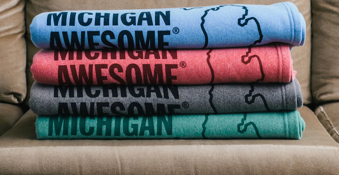 Michigan Awesome Sweatshirt Blanket-Market Grey Boutique