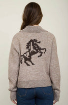Western Collared Zip-Up Knit Cardigan-Market Grey Boutique