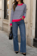 Fuchsia/Black Striped Knit Top