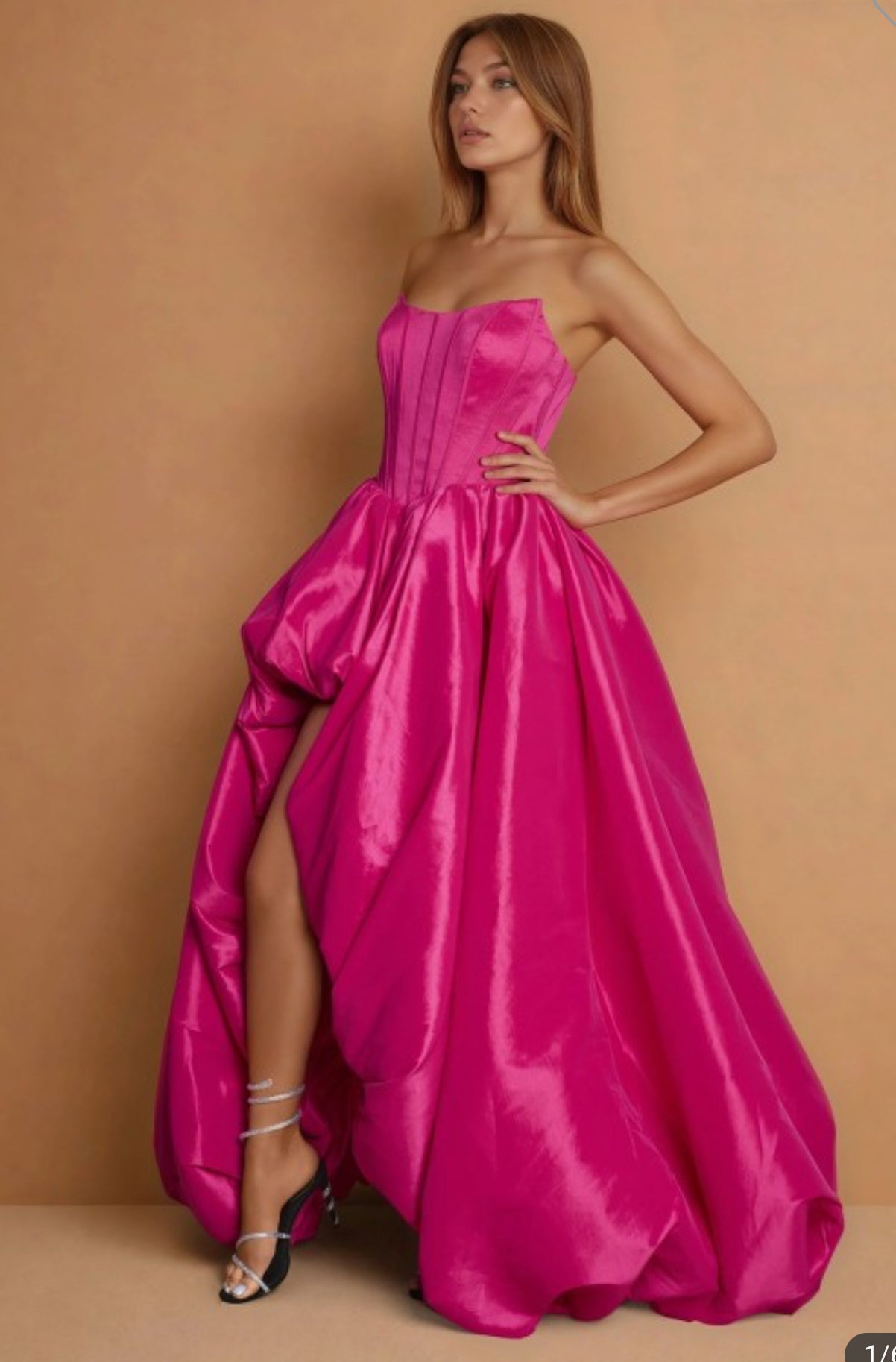 2026- Hot Pink Puff Corset Strapless Gown🤍-Market Grey Boutique