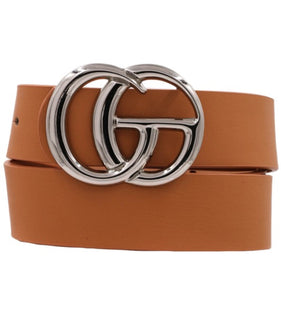 Small Double Metal Buckle Faux Leather Belt